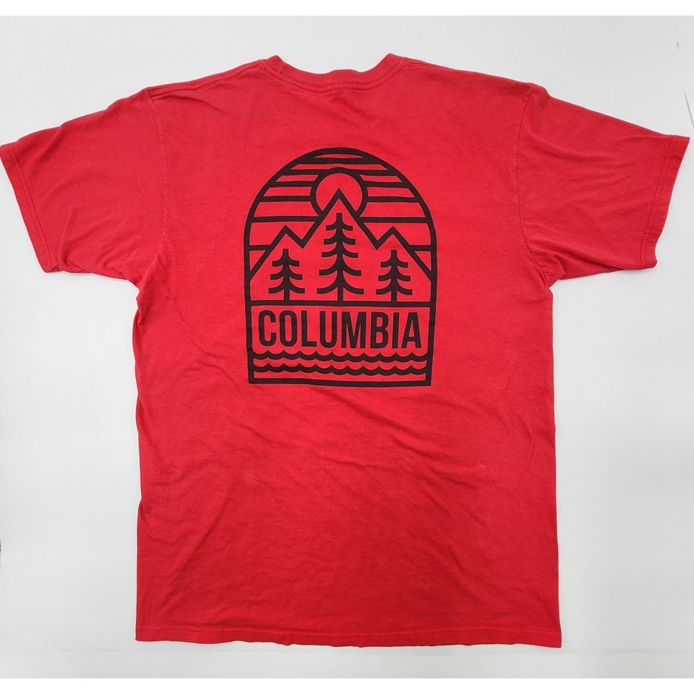 Columbia Red Logo‎ Tshirt Mens L Lightweight Short Sleeve